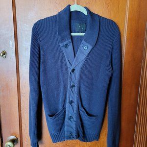 YMC You Must Create Ribbed Buttoned Shawl Collar Cardigan Sweater